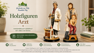 Holzfiguren Arzt und Arzt mit Kind – detailreiche Geschenkideen aus Holz für Mediziner