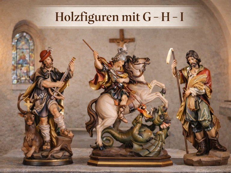 Holzfiguren geschnitzt mit G - H - I