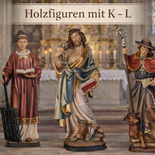 Religiöse Holzfiguren Hl. Laurenzius - Hl. Leonhard - Hl. Lukas- Holzgeschnitzt